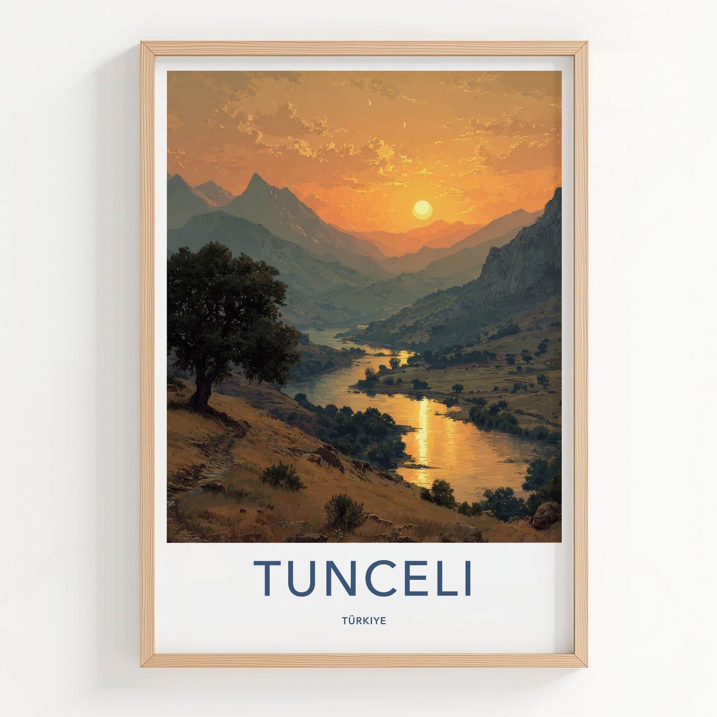 Tunceli Poster - Turkiye Wall Art - Golden River Landscape Home Decor