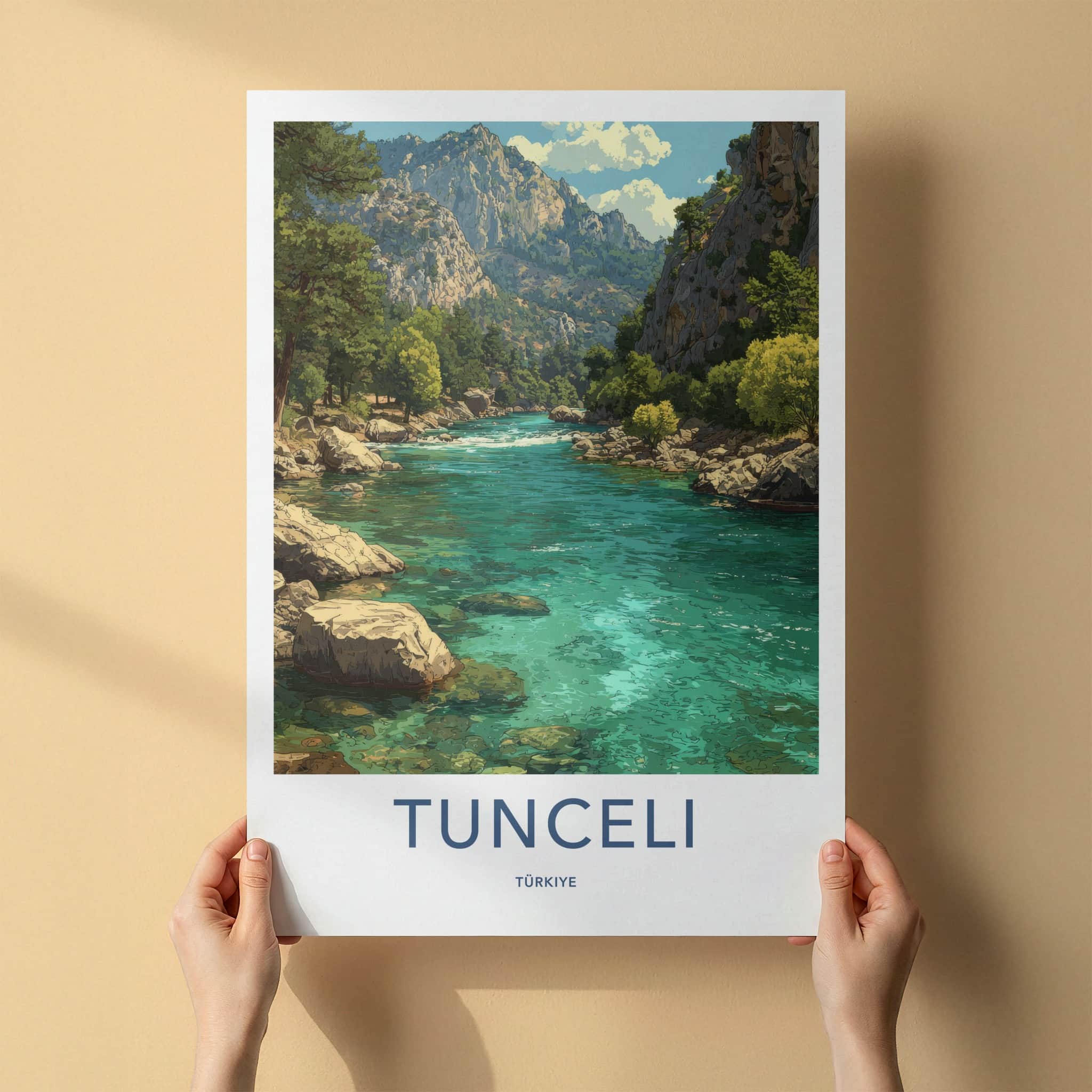 Tunceli Poster - Turkiye Wall Art - Turquoise River Mountains Home Decor