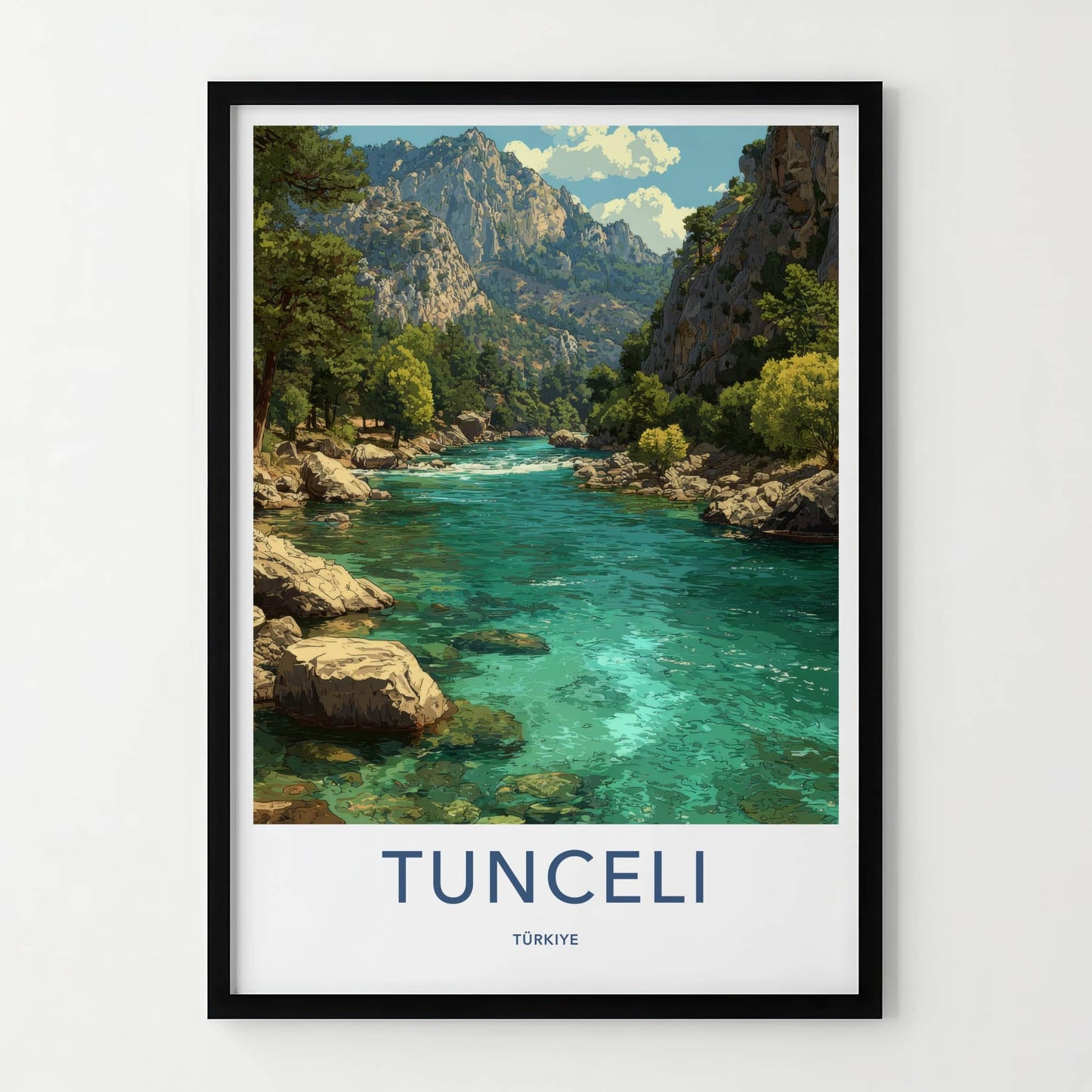 Tunceli Poster - Turkiye Wall Art - Turquoise River Mountains Home Decor
