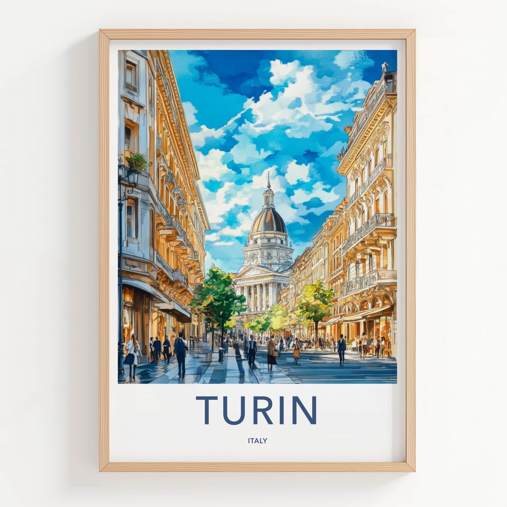 Turin Poster - Italy Framed Print - Grand City Street Framed Decor