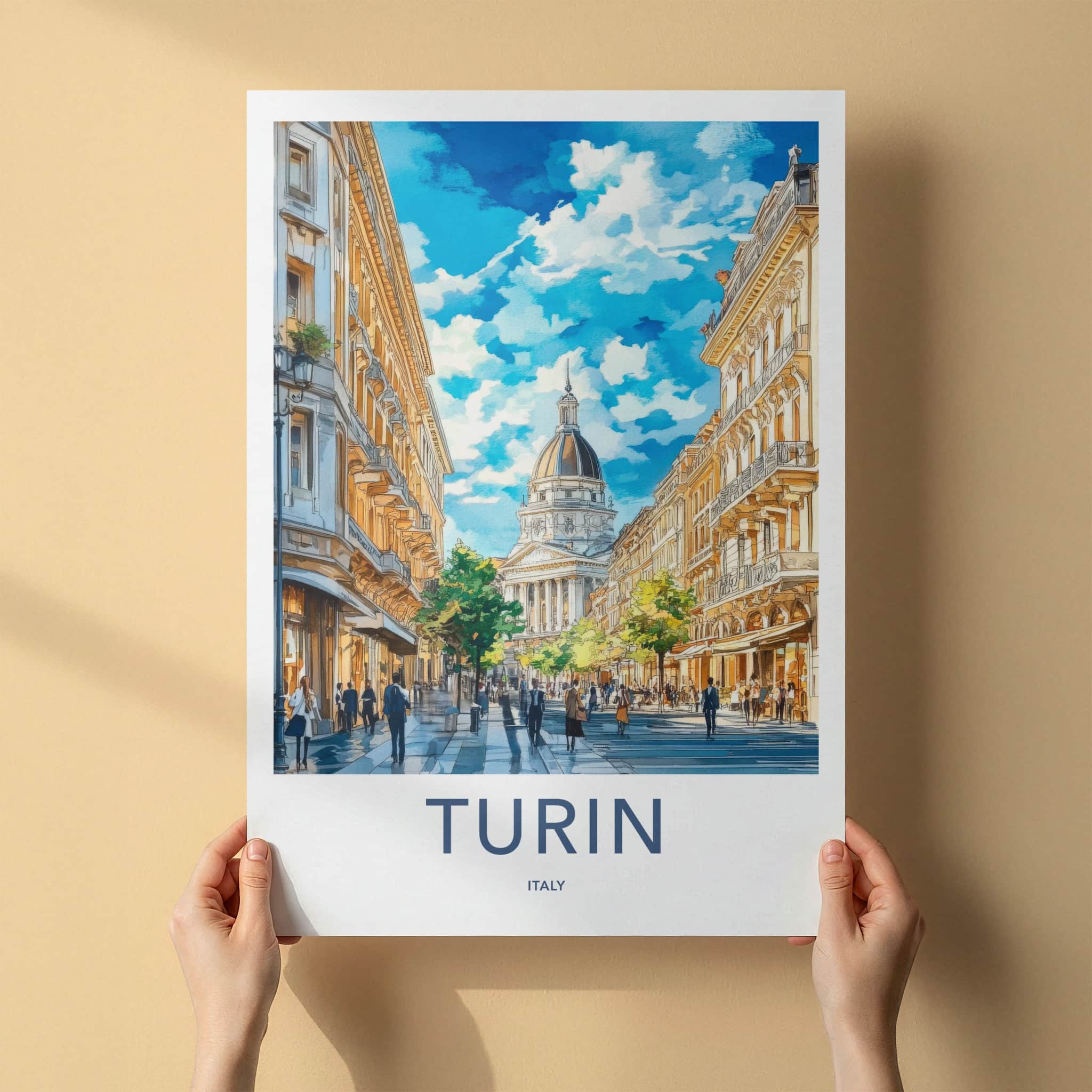 Turin Poster - Italy Framed Print - Grand City Street Framed Decor