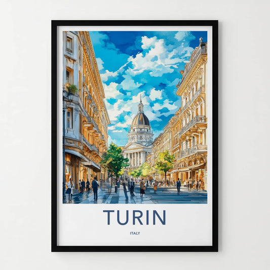Turin Poster - Italy Framed Print - Grand City Street Framed Decor