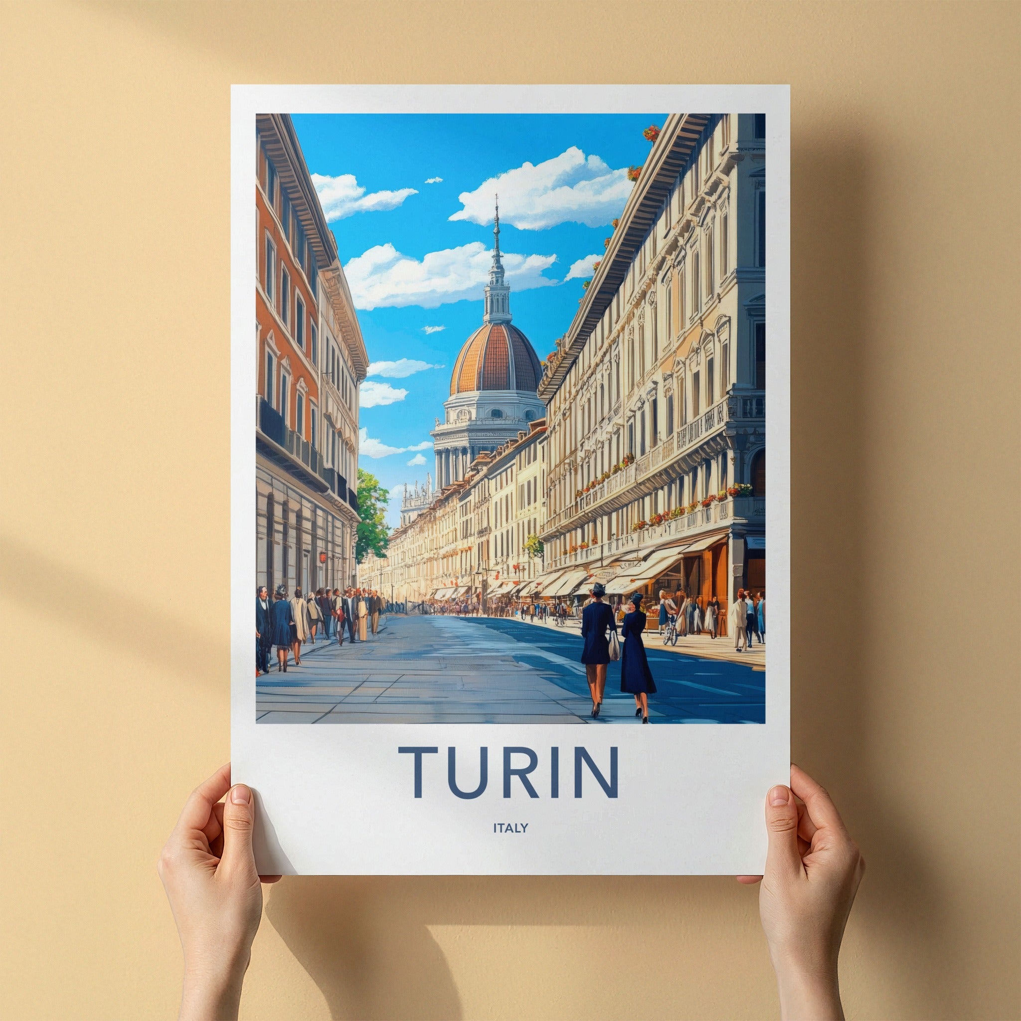 Turin Poster - Italy Travel Print - Historic City Street Framed Decor