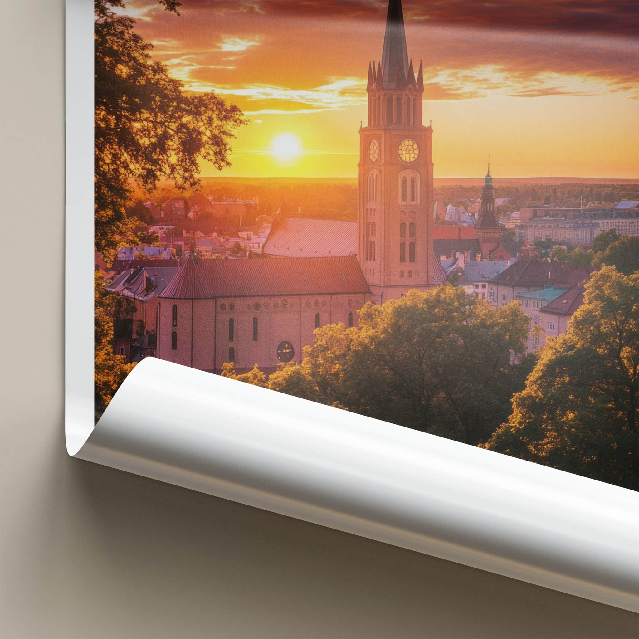 Turku Poster - Finland Travel Art - Dramatic Church Sunset Home Decor