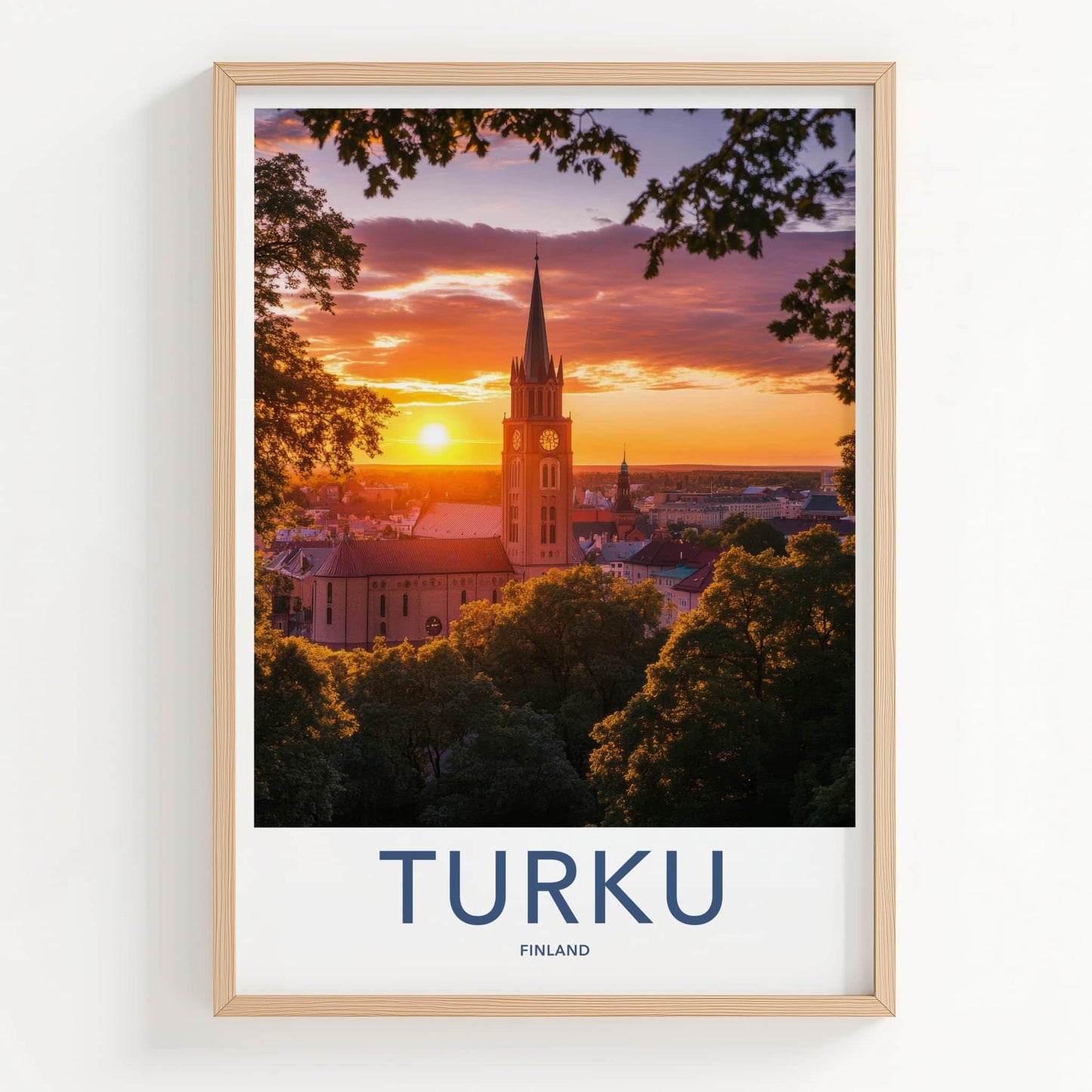 Turku Poster - Finland Travel Art - Dramatic Church Sunset Home Decor