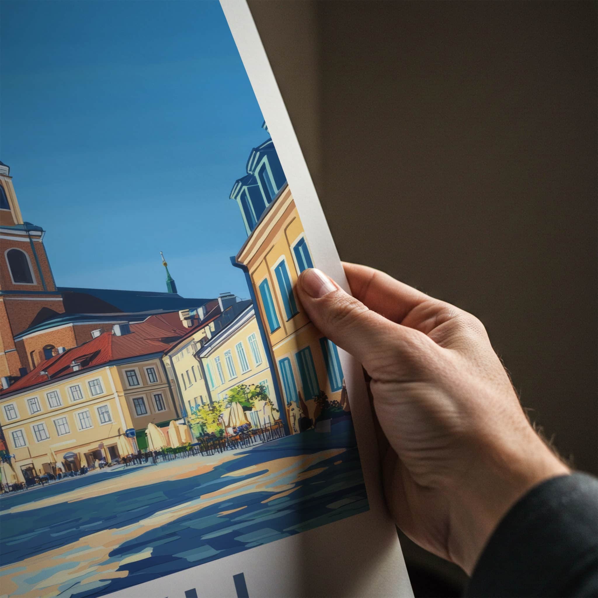 Turku Poster - Finland Travel Art - Historic Church Tower Home Decor