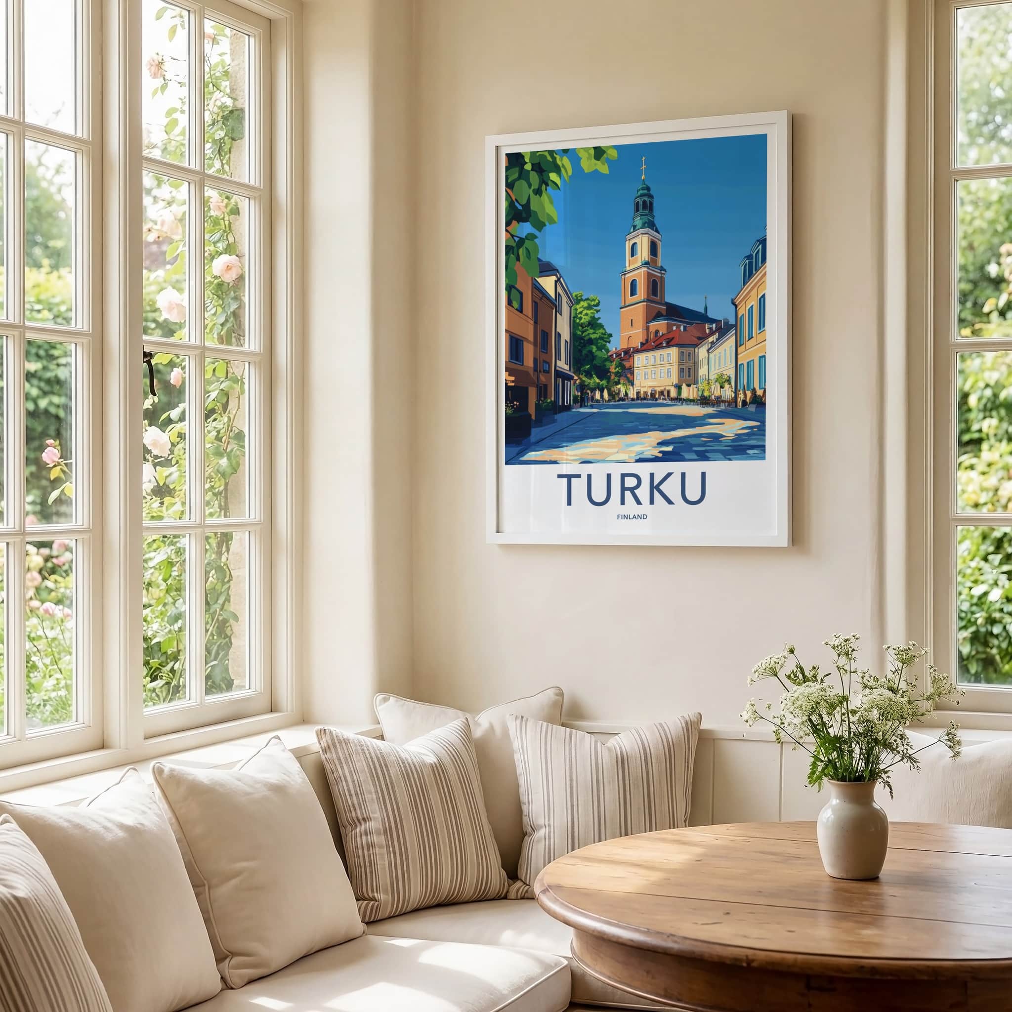 Turku Poster - Finland Travel Art - Historic Church Tower Home Decor