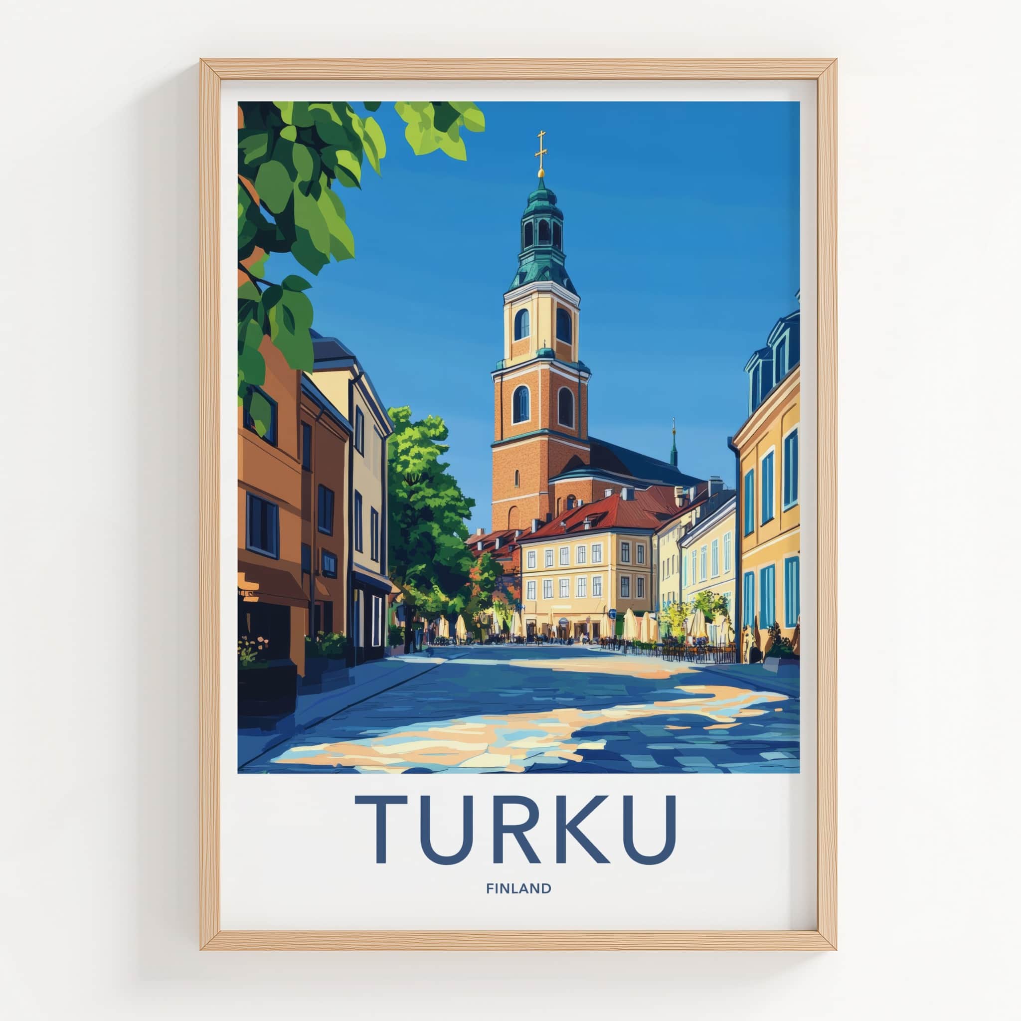 Turku Poster - Finland Travel Art - Historic Church Tower Home Decor