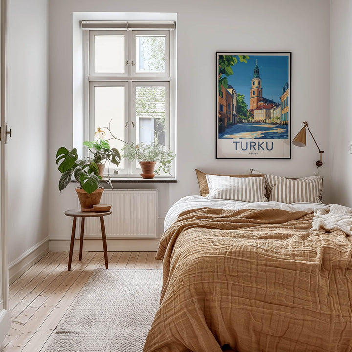 Turku Poster - Finland Travel Art - Historic Church Tower Home Decor