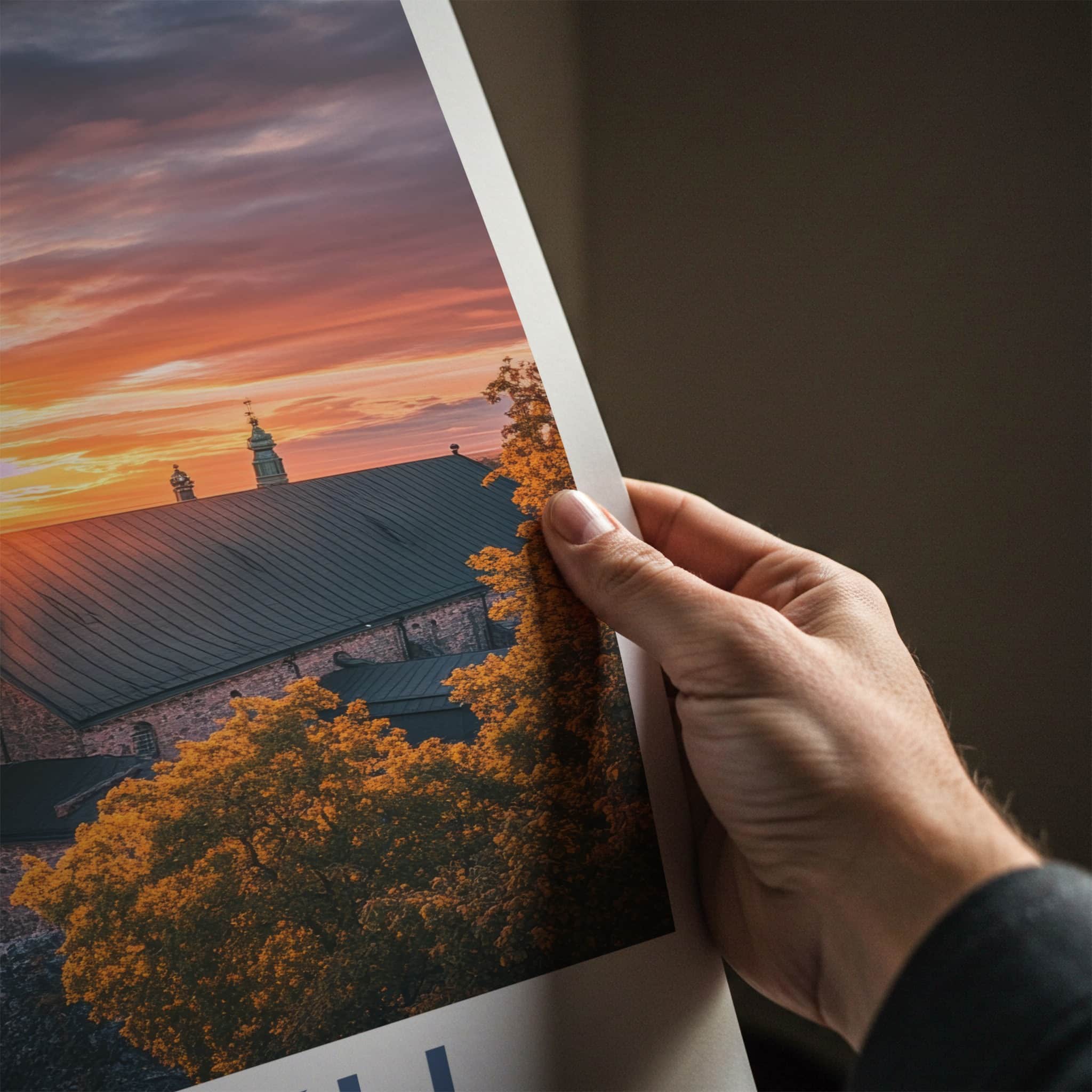 Turku Poster - Finland Travel Art - Radiant Church Sunset Home Decor