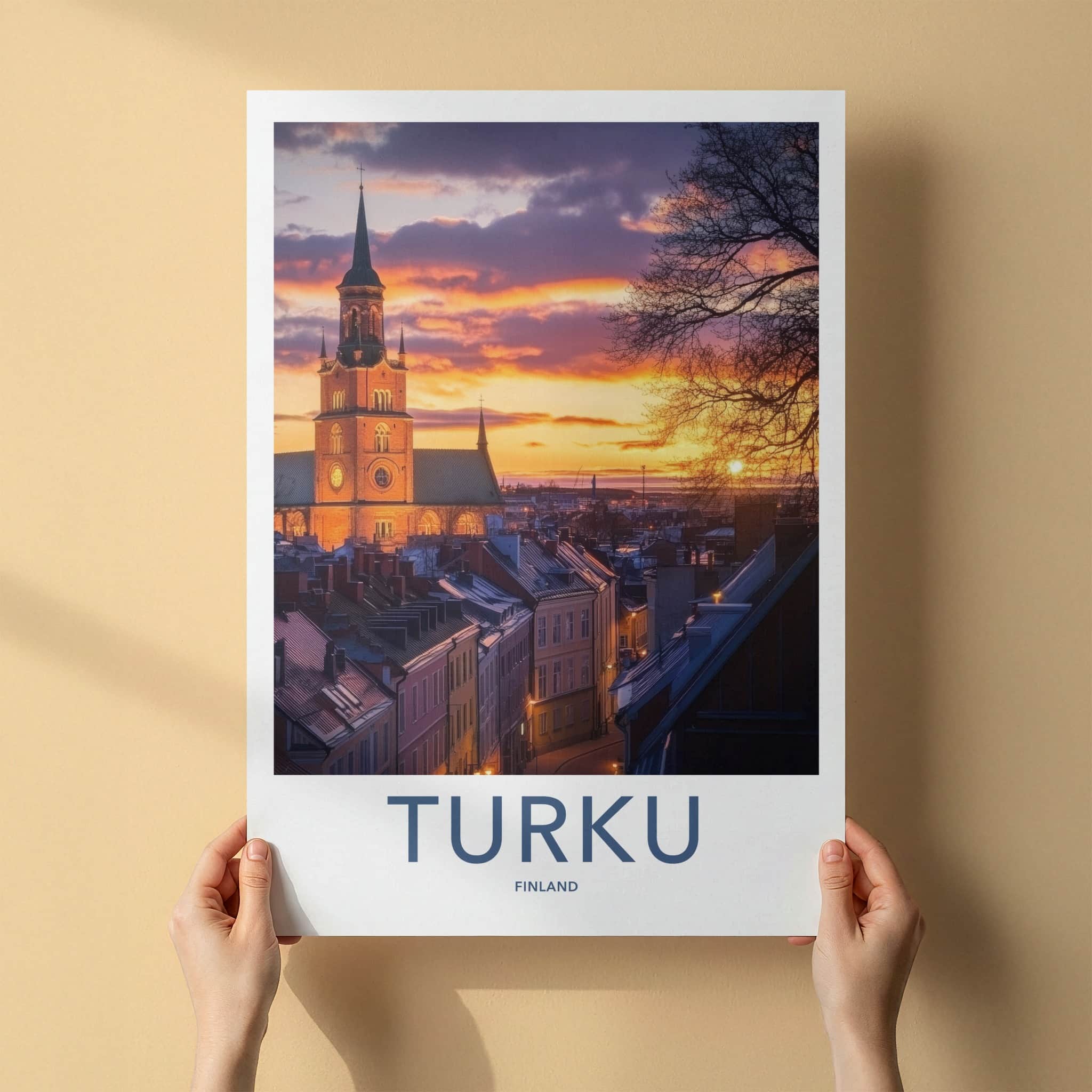 Turku Poster - Finland Travel Art - Vibrant Sunset Cityscape Home Decor
