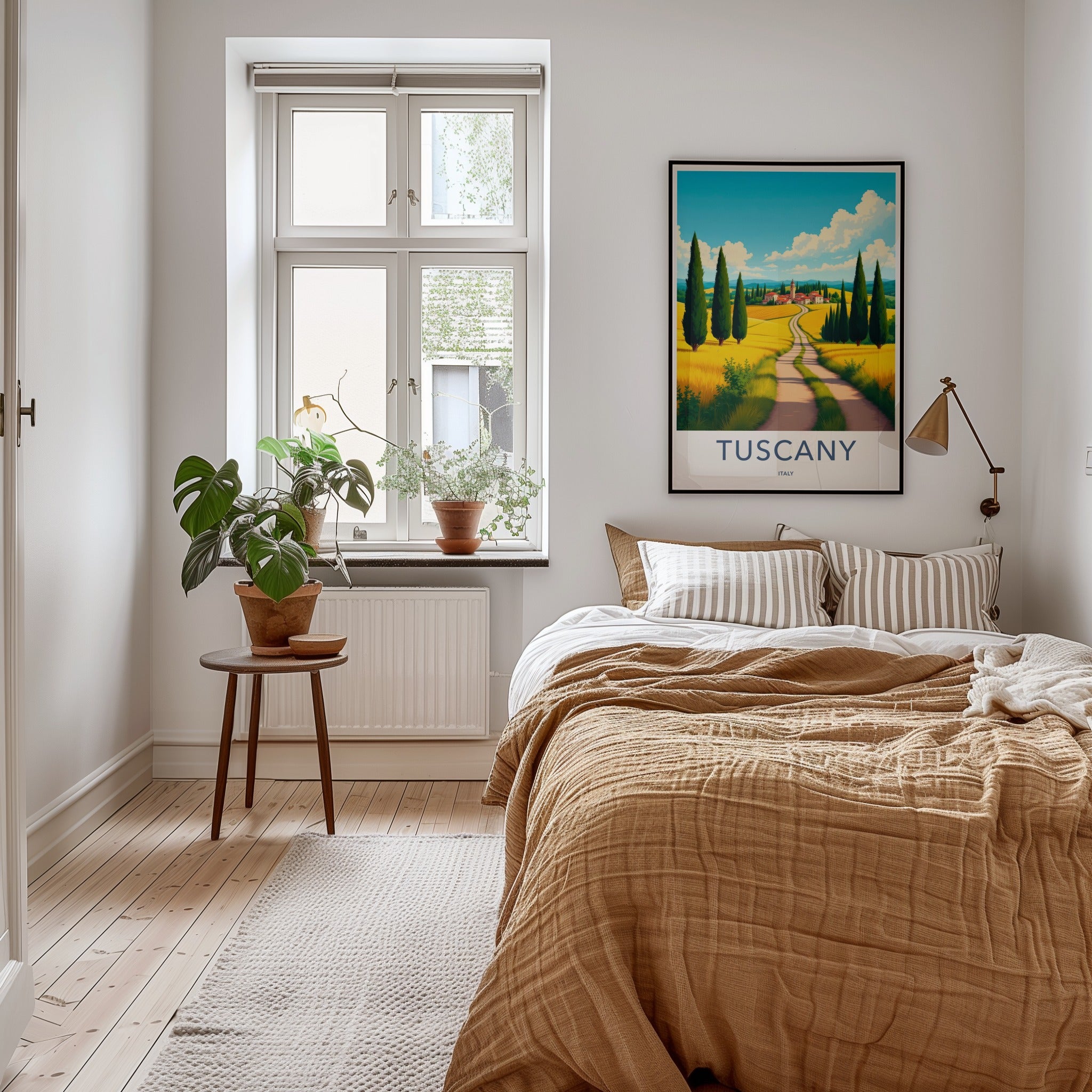 Tuscany Poster - Italy Travel Art - Golden Field Road Home Decor