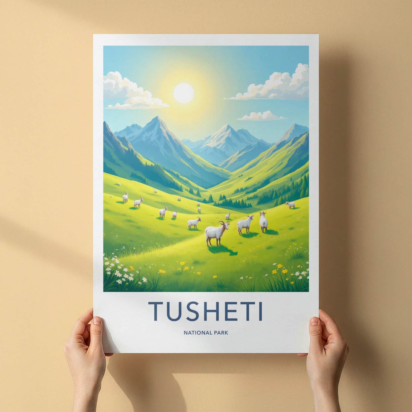 Tusheti National Park Poster - Georgia Travel Print - Sunny Mountain Pasture Home Decor