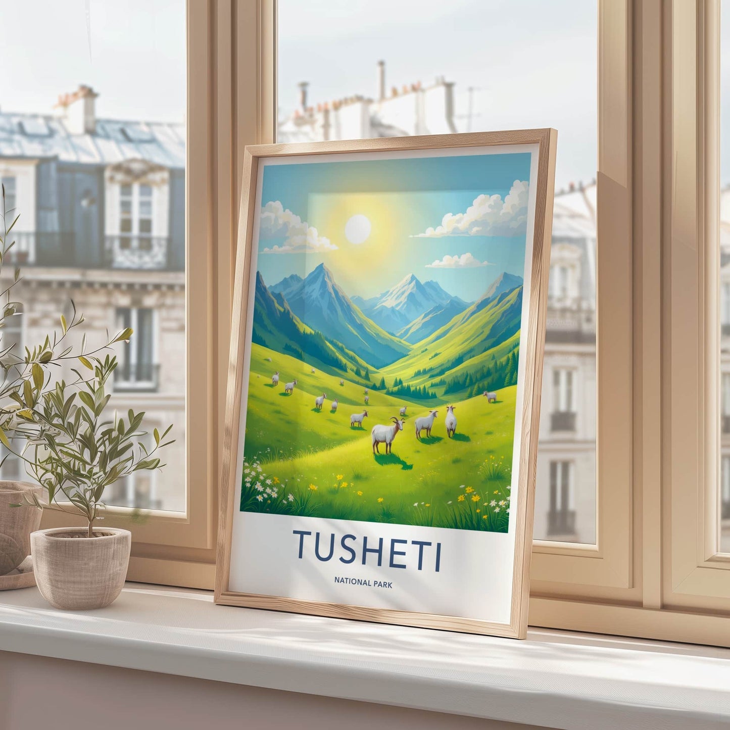 Tusheti National Park Poster - Georgia Travel Print - Sunny Mountain Pasture Home Decor