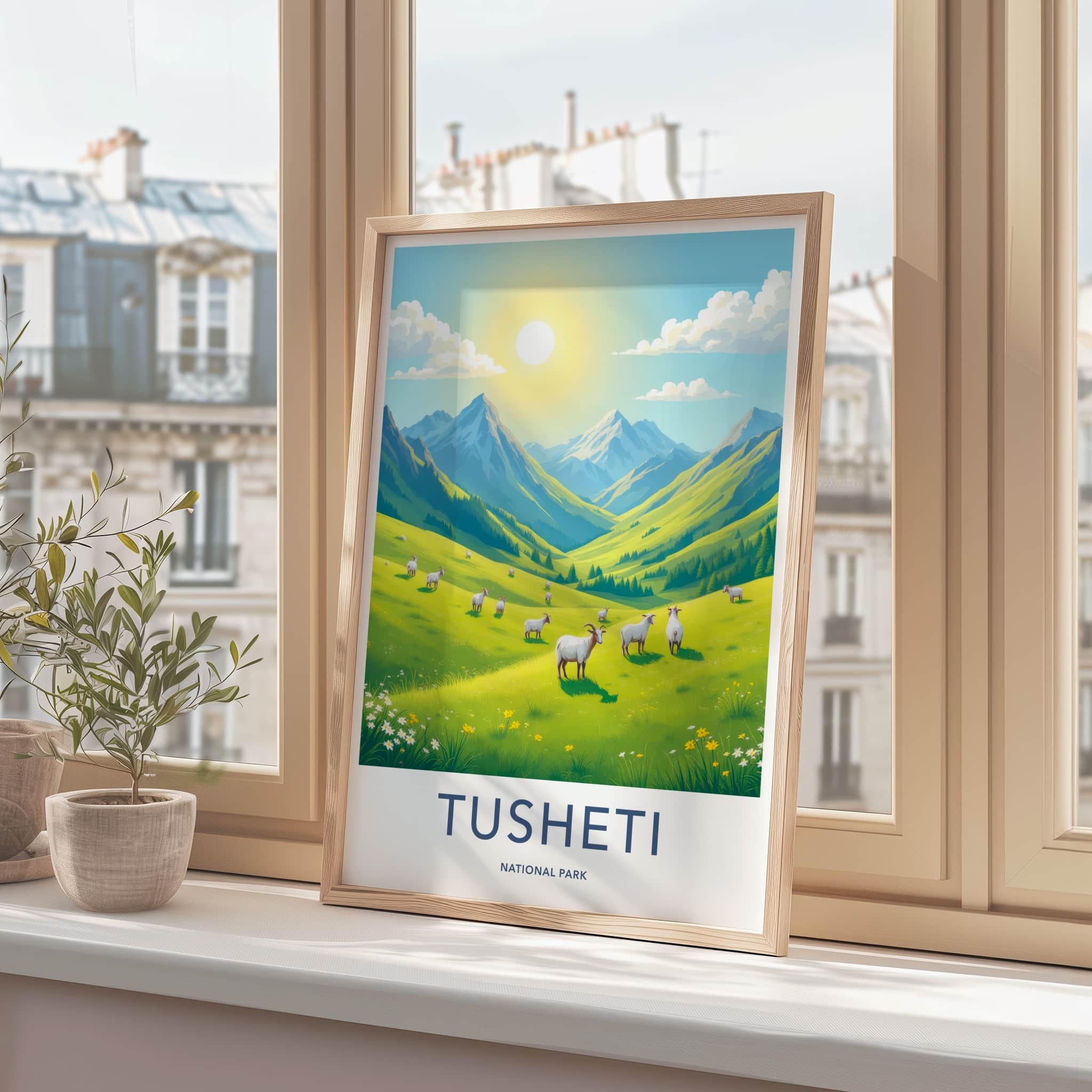 Tusheti National Park Poster - Georgia Travel Print - Sunny Mountain Pasture Home Decor