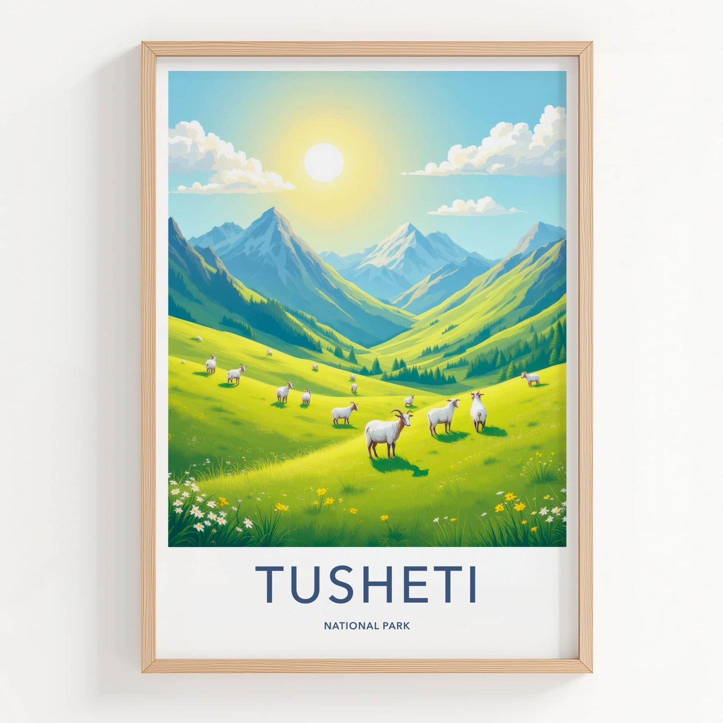 Tusheti National Park Poster - Georgia Travel Print - Sunny Mountain Pasture Home Decor