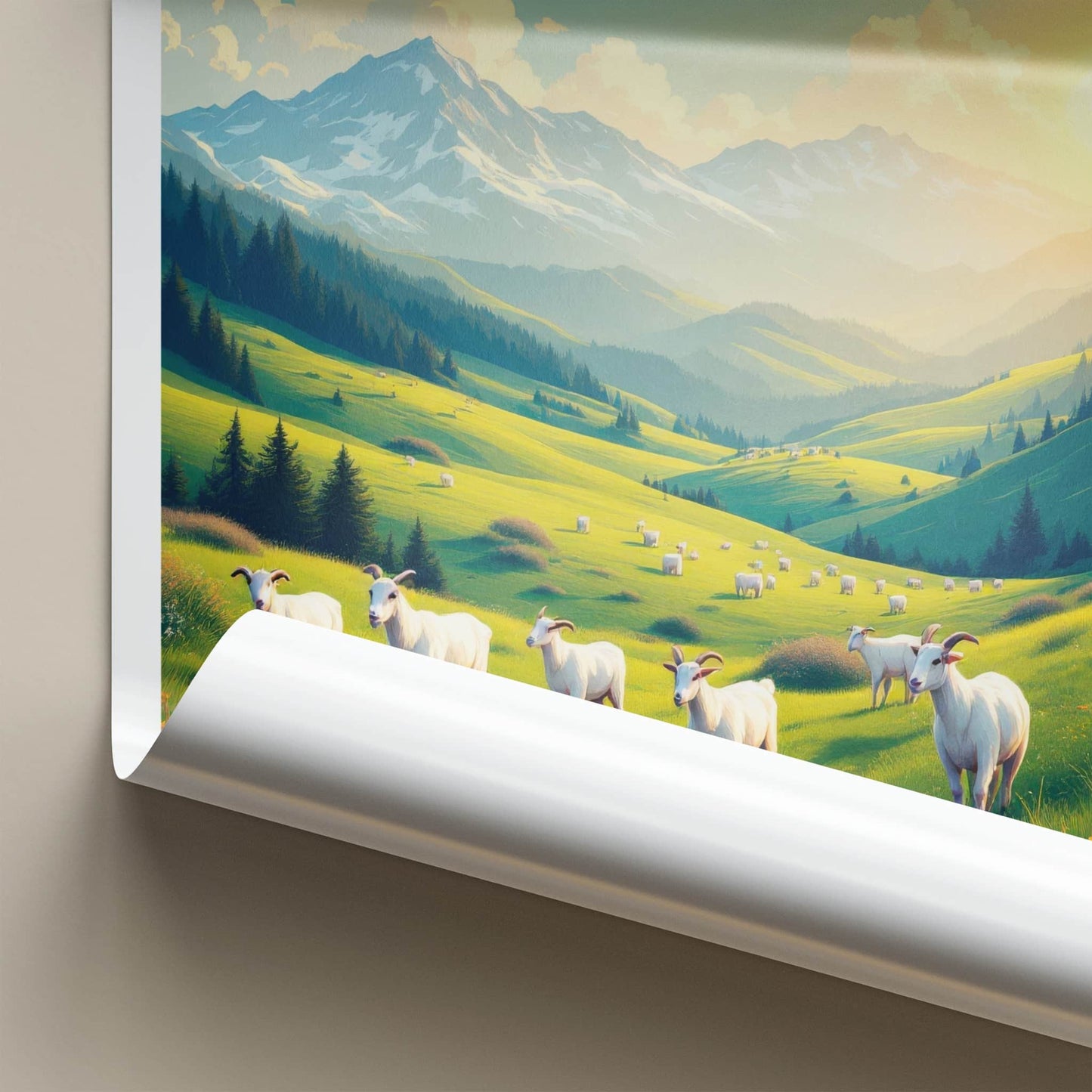 Tusheti Poster - Georgia Travel Art - Goats Grazing Hills Home Decor