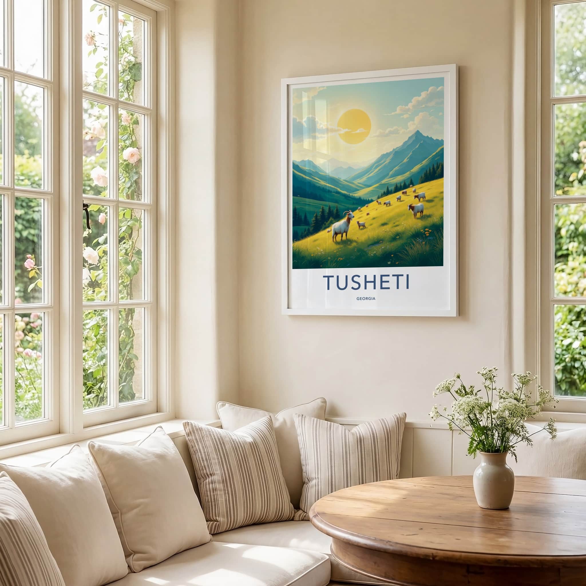Tusheti Poster - Georgia Travel Art - Goats Sunny Hills Home Decor