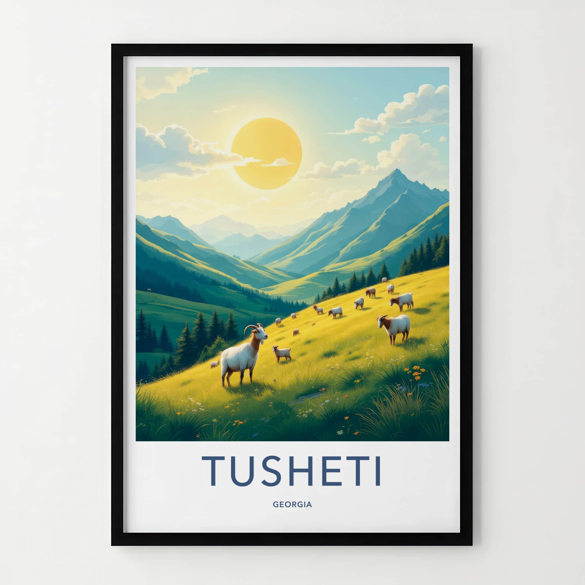 Tusheti Poster - Georgia Travel Art - Goats Sunny Hills Home Decor