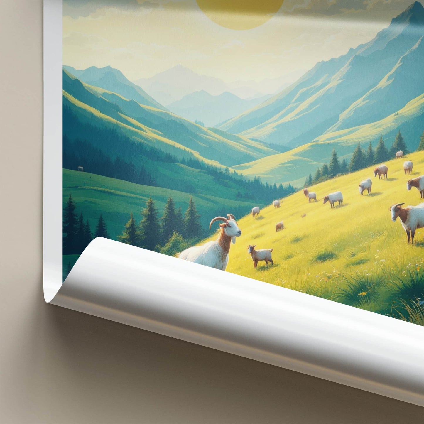 Tusheti Poster - Georgia Travel Art - Goats Sunny Hills Home Decor