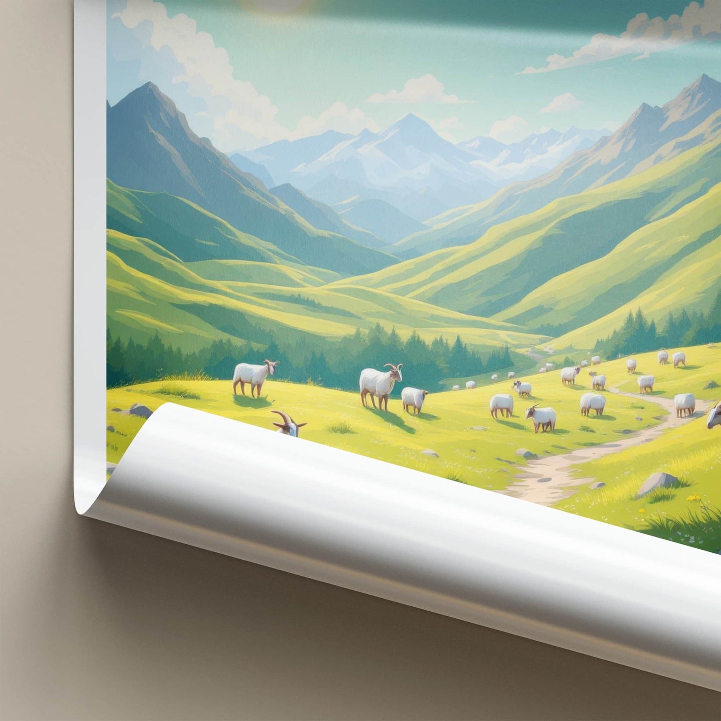 Tusheti Poster - Georgia Travel Art - Grazing Mountain Valley Home Decor