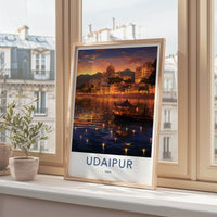 Udaipur Poster - India Framed Art - Rajasthan Lake Palace Sunset Gallery Art