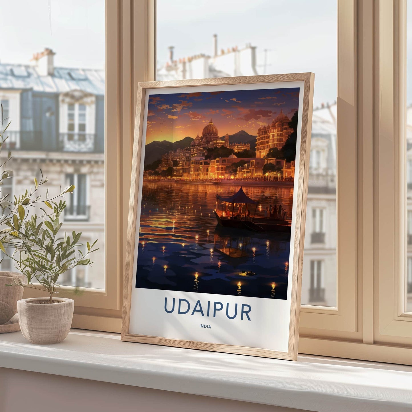 Udaipur Poster - India Framed Art - Rajasthan Lake Palace Sunset Gallery Art