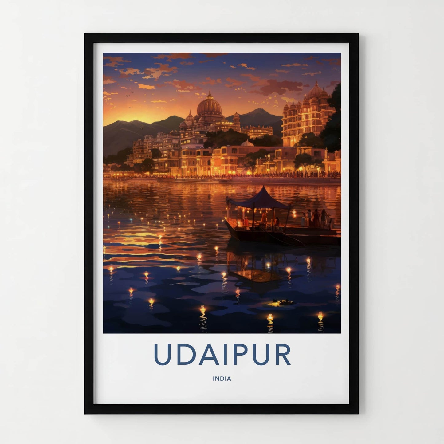Udaipur Poster - India Framed Art - Rajasthan Lake Palace Sunset Gallery Art