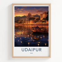 Udaipur Poster - India Framed Art - Rajasthan Lake Palace Sunset Gallery Art