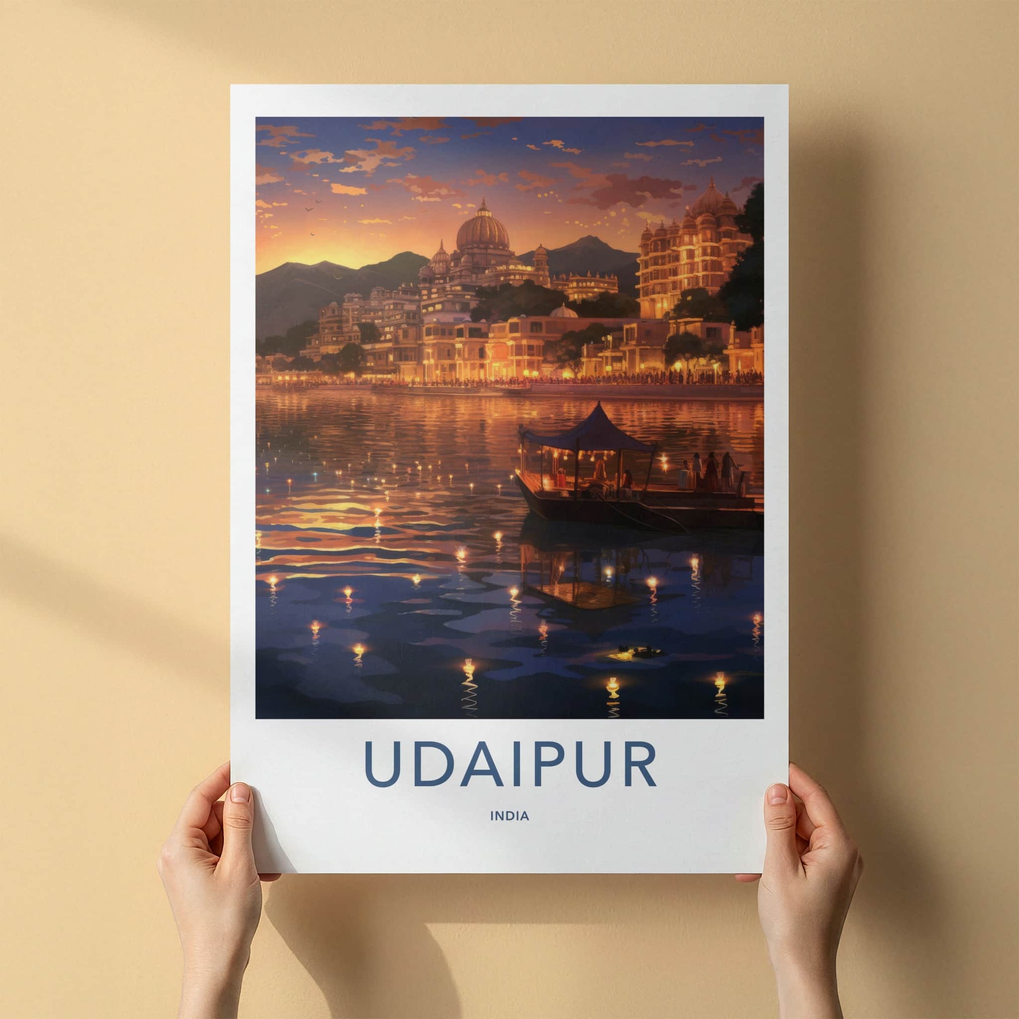Udaipur Poster - India Framed Art - Rajasthan Lake Palace Sunset Gallery Art
