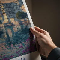 Udaipur Poster - India Travel Art - Rajasthan Lake Palace Sunset Home Decor