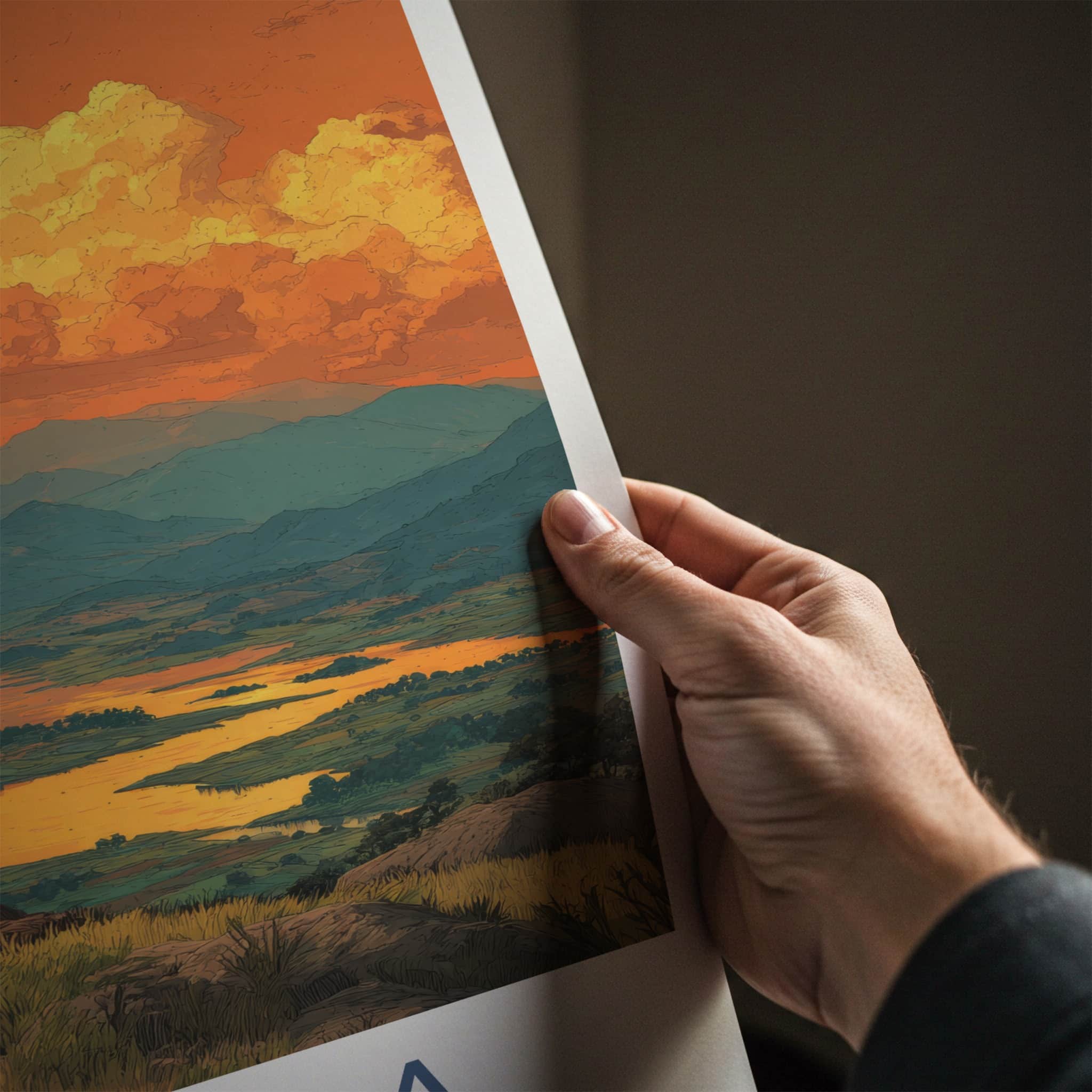 Uganda Poster - Africa Wall Art - Path Overlook Sunset Home Decor