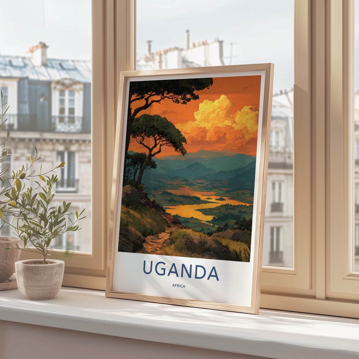 Uganda Poster - Africa Wall Art - Path Overlook Sunset Home Decor