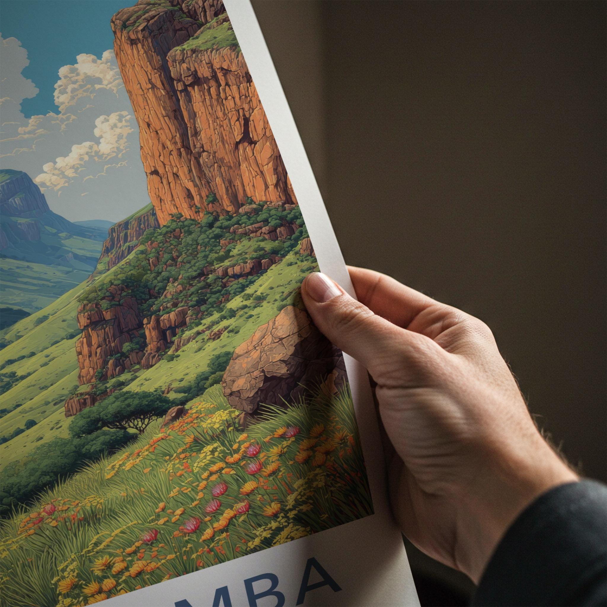 Ukhahlamba Poster - South Africa Travel Art - Lush Mountain Valley Home Decor