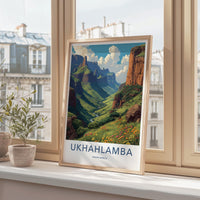 Ukhahlamba Poster - South Africa Travel Art - Lush Mountain Valley Home Decor