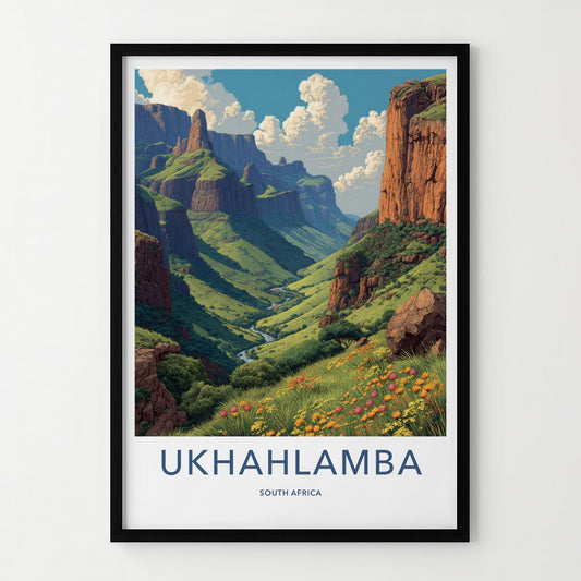 Ukhahlamba Poster - South Africa Travel Art - Lush Mountain Valley Home Decor