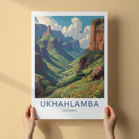 Ukhahlamba Poster - South Africa Travel Art - Lush Mountain Valley Home Decor