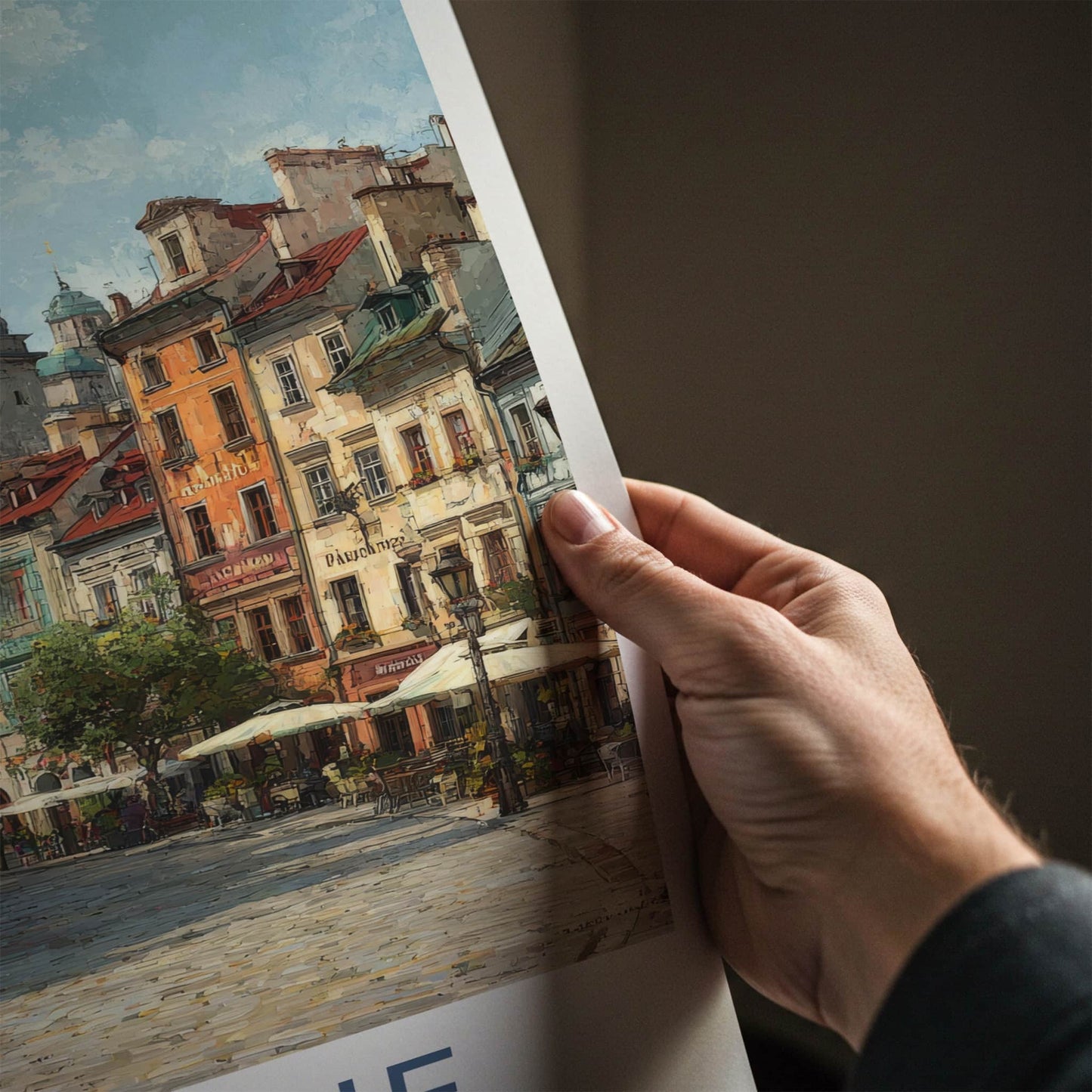 Ukraine Poster - Ukraine Travel Art - Cobbled Square Tower Home Decor