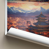 Ulaanbaatar Poster - Mongolia Travel Art - Moonlit Temple City Home Decor