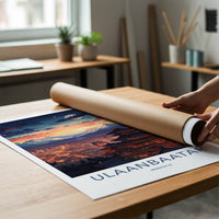 Ulaanbaatar Poster - Mongolia Travel Art - Moonlit Temple City Home Decor