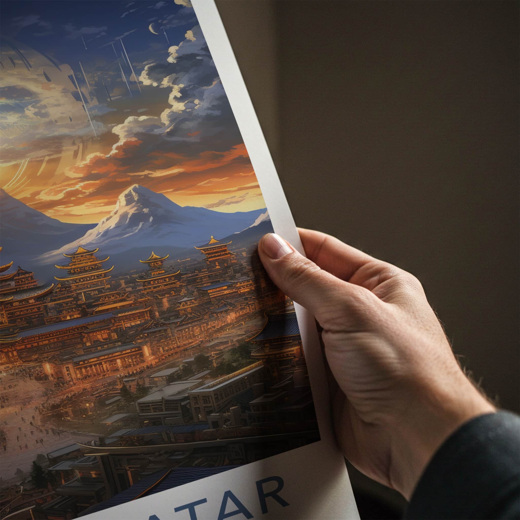 Ulaanbaatar Poster - Mongolia Travel Art - Mountain City Sunset Home Decor