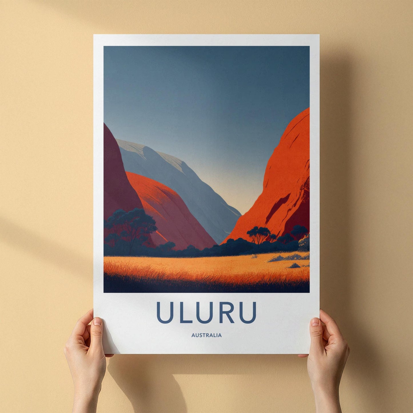 Uluru Poster - Australia Travel Art - Red Rock Landscape Home Decor