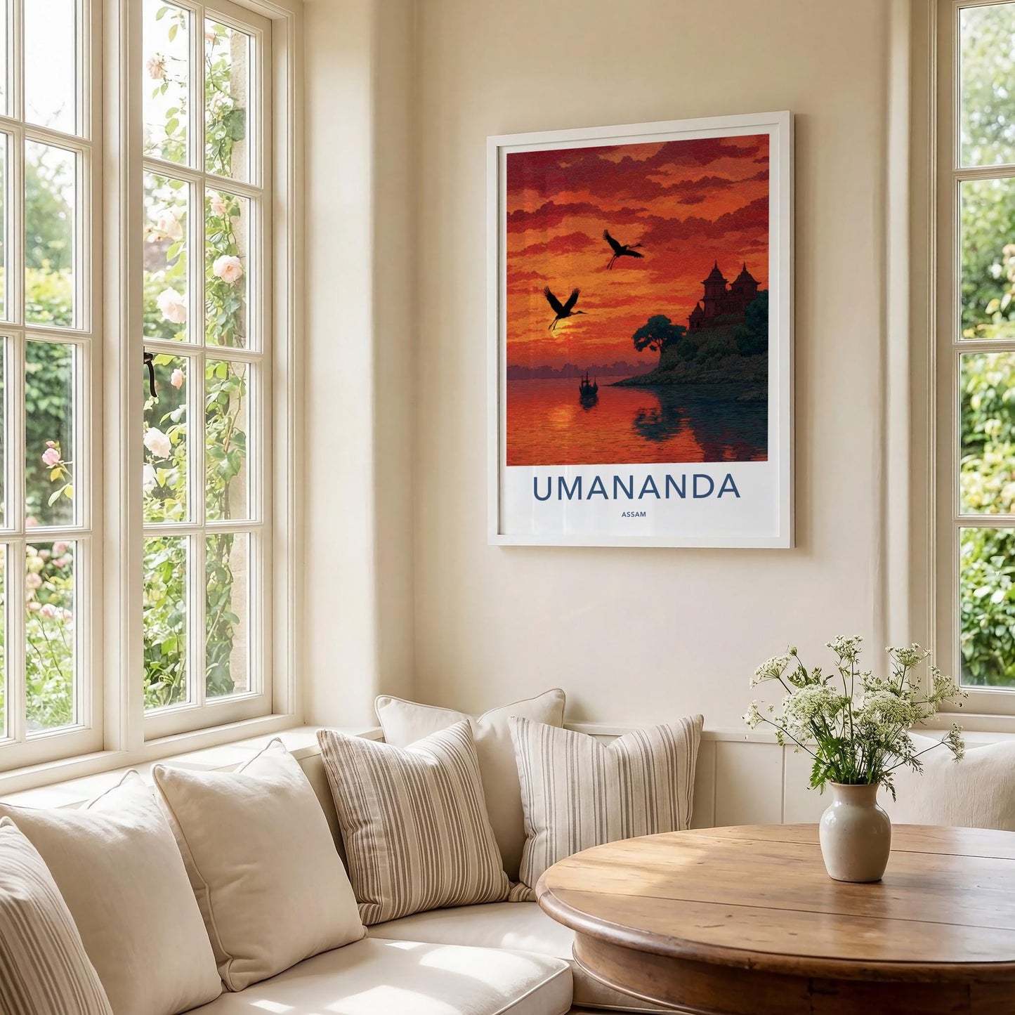 Umananda Poster - India Travel Art - Assam River Temple Wall Decor