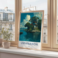 Umananda Poster - India Travel Art - Sacred Island Temple Home Decor