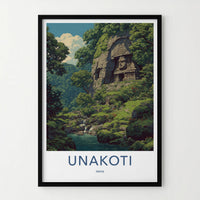 Unakoti Poster - India Travel Art - Tripura Ancient rock carvings Home Decor
