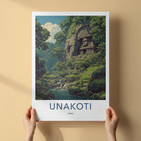 Unakoti Poster - India Travel Art - Tripura Ancient rock carvings Home Decor