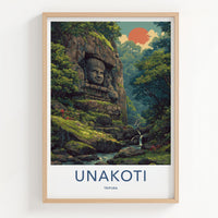 Unakoti Poster - India Travel Art - Tripura Stone Face Jungle Home Decor