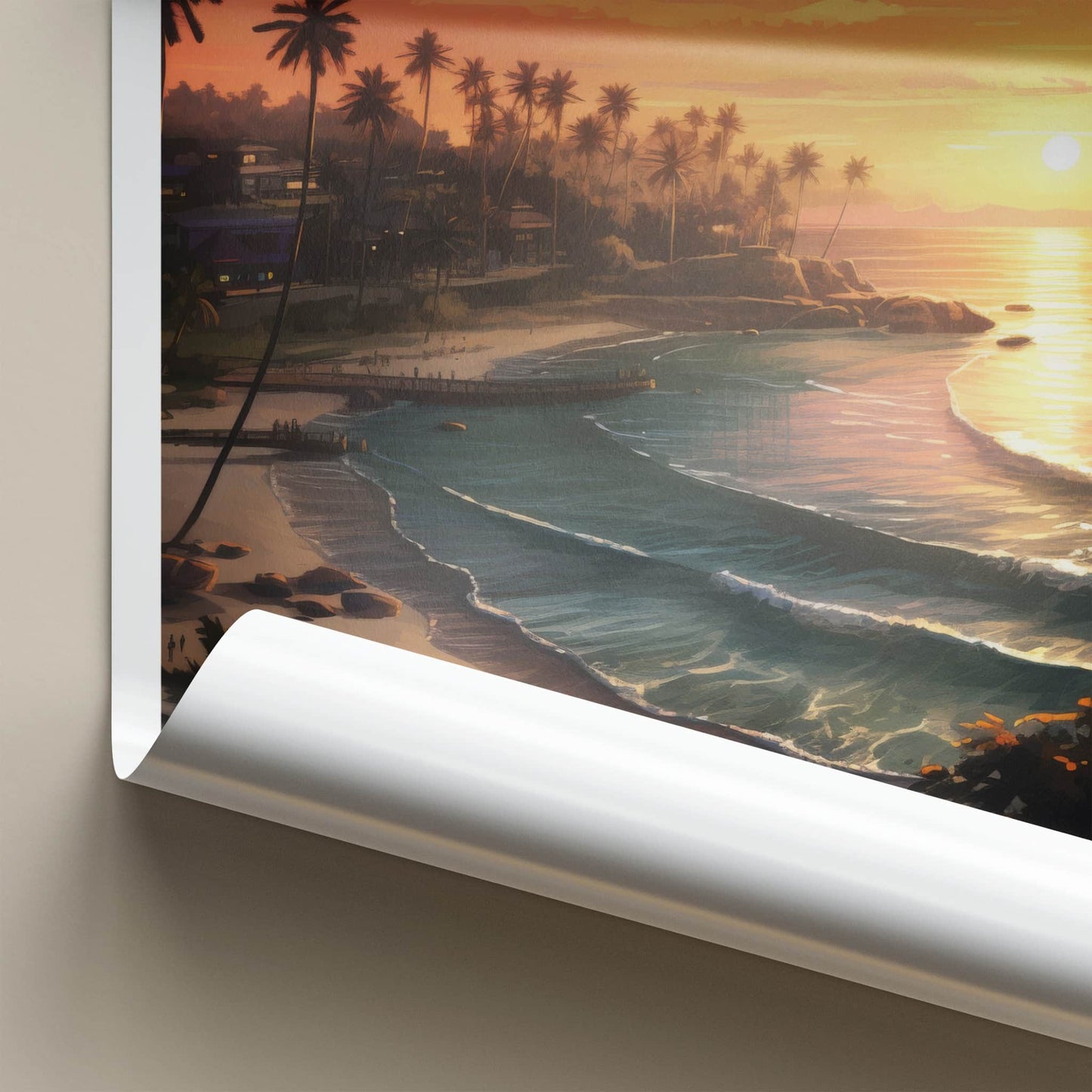 Unawatuna Poster - Sri Lanka Travel Art - Tropical Beach Sunset Home Decor