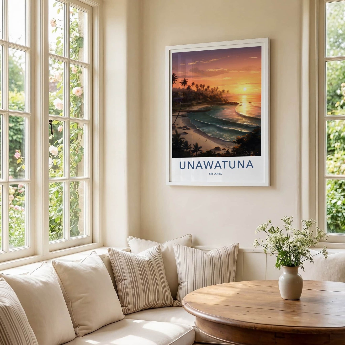 Unawatuna Poster - Sri Lanka Travel Art - Tropical Beach Sunset Home Decor
