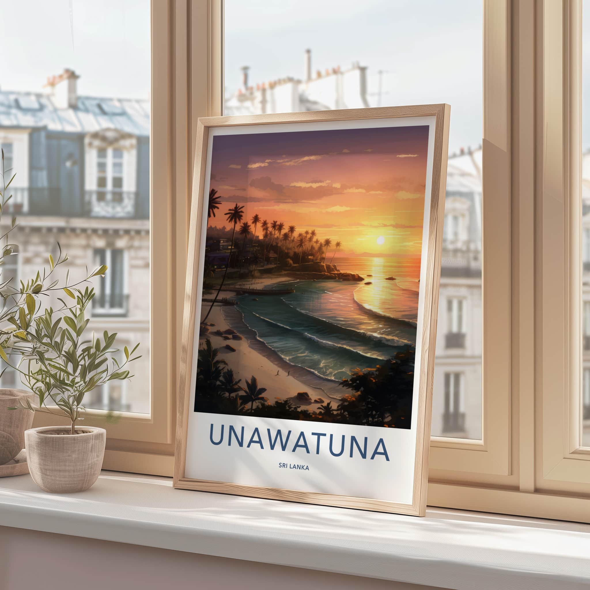 Unawatuna Poster - Sri Lanka Travel Art - Tropical Beach Sunset Home Decor